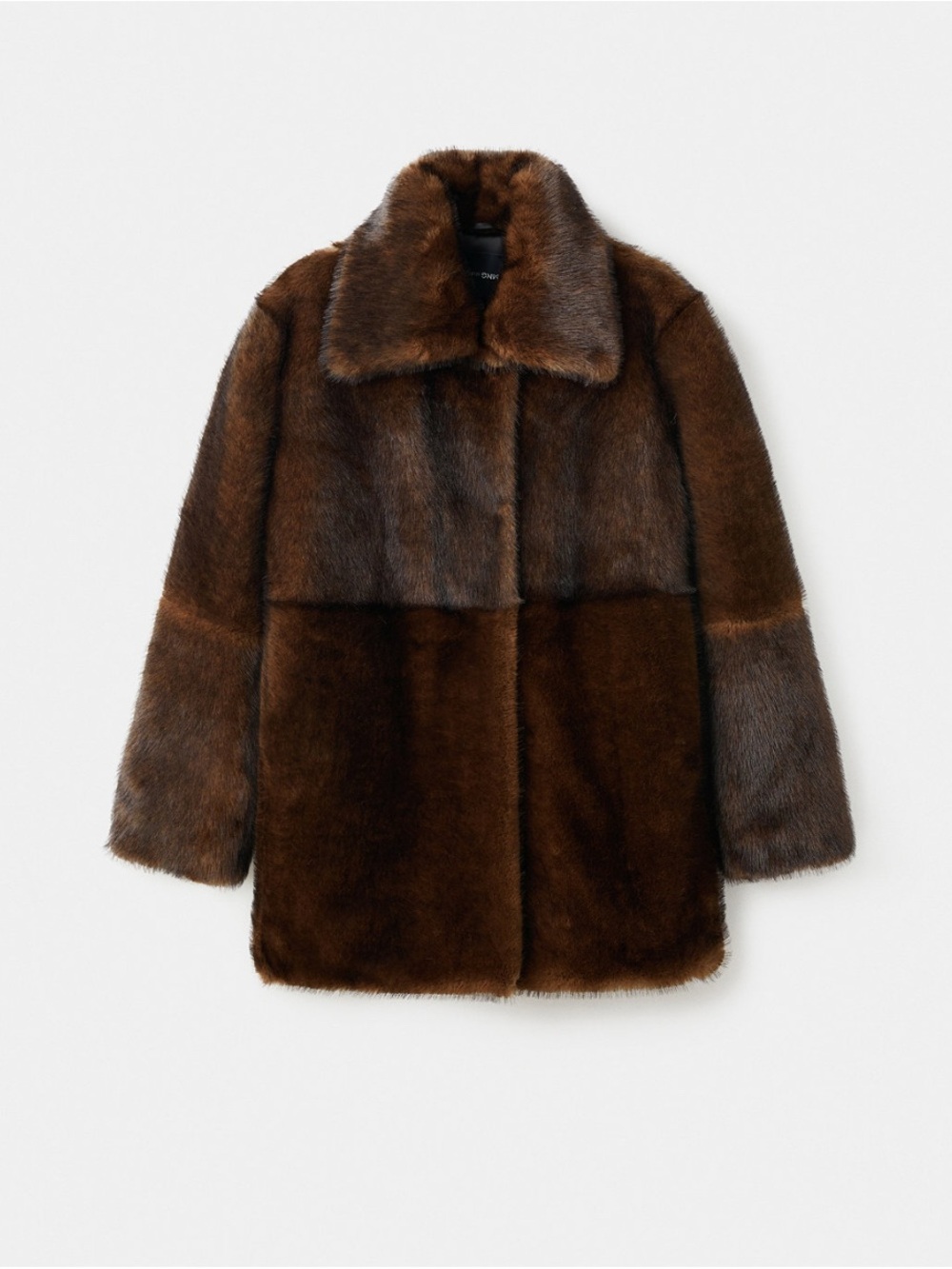 Mango Shirt Collar Faux Fur Coat - Brown